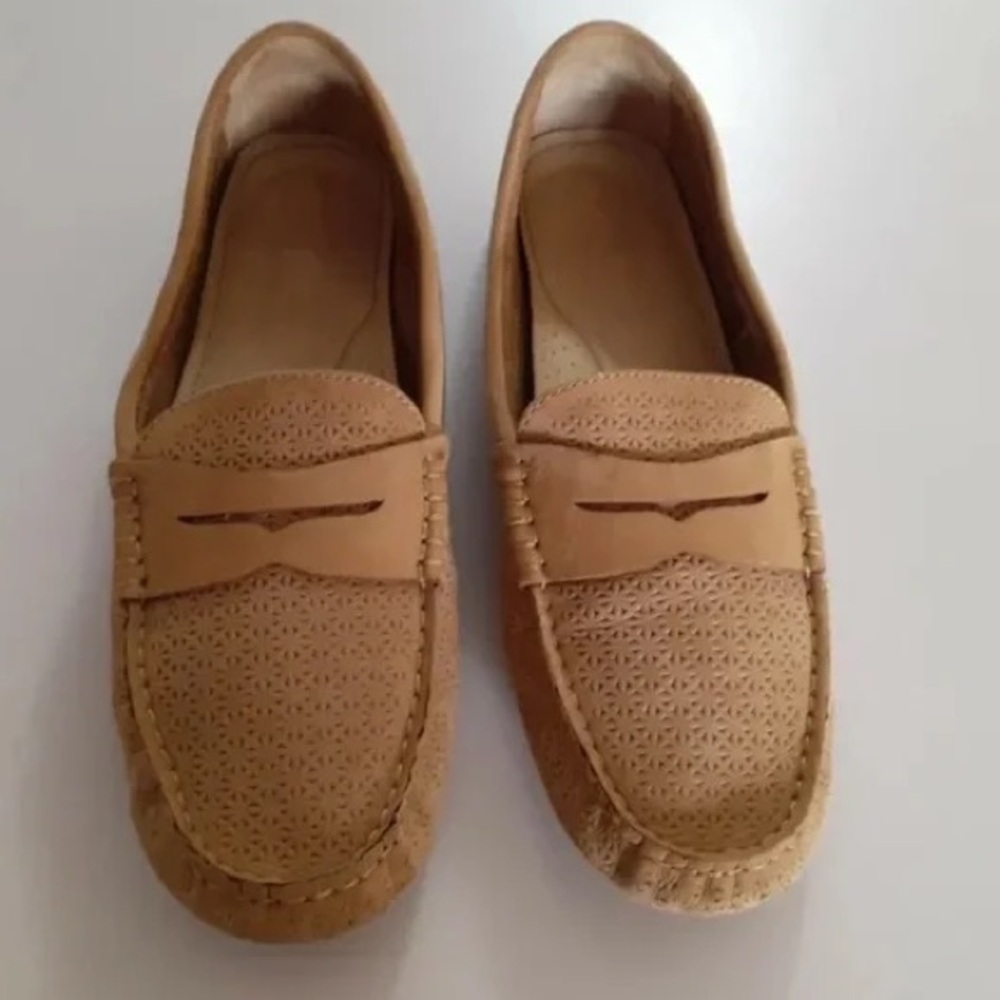RALPH LAUREN CAMILA SUEDE LEATHER TAN SLIP ON